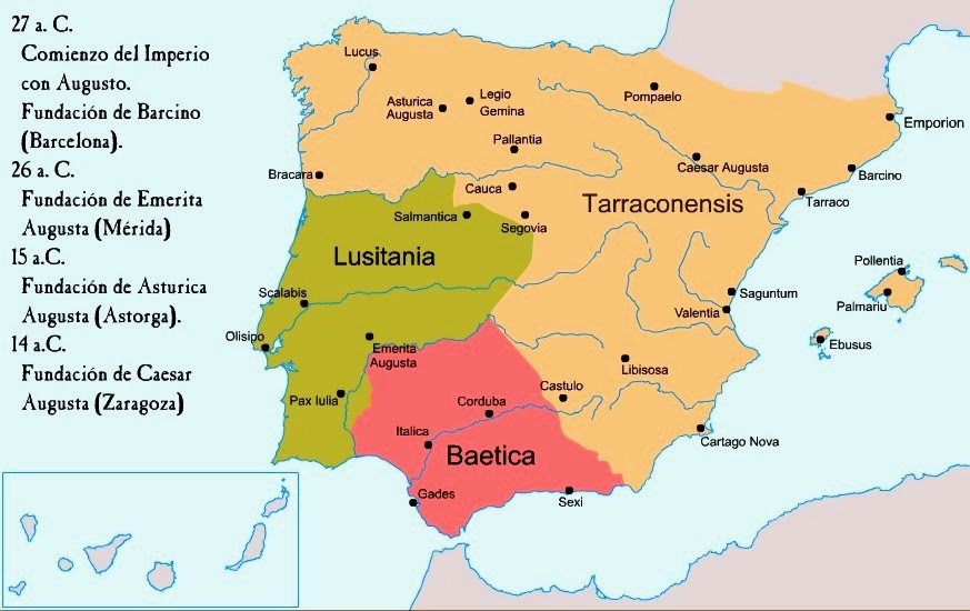 Mapa Baetica, Tarraconensis y Lusitania